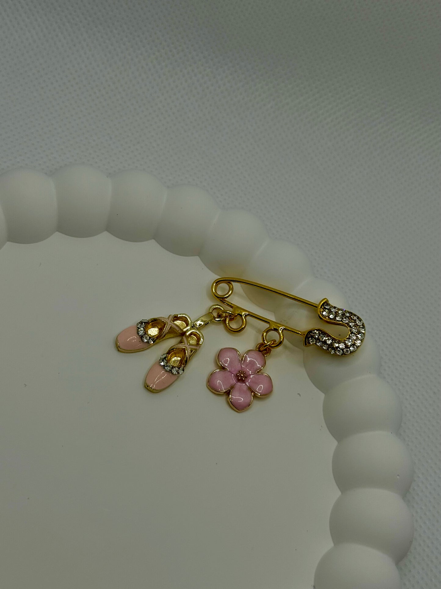 Gold Baby Pin with Diamond Accents 2 Holes