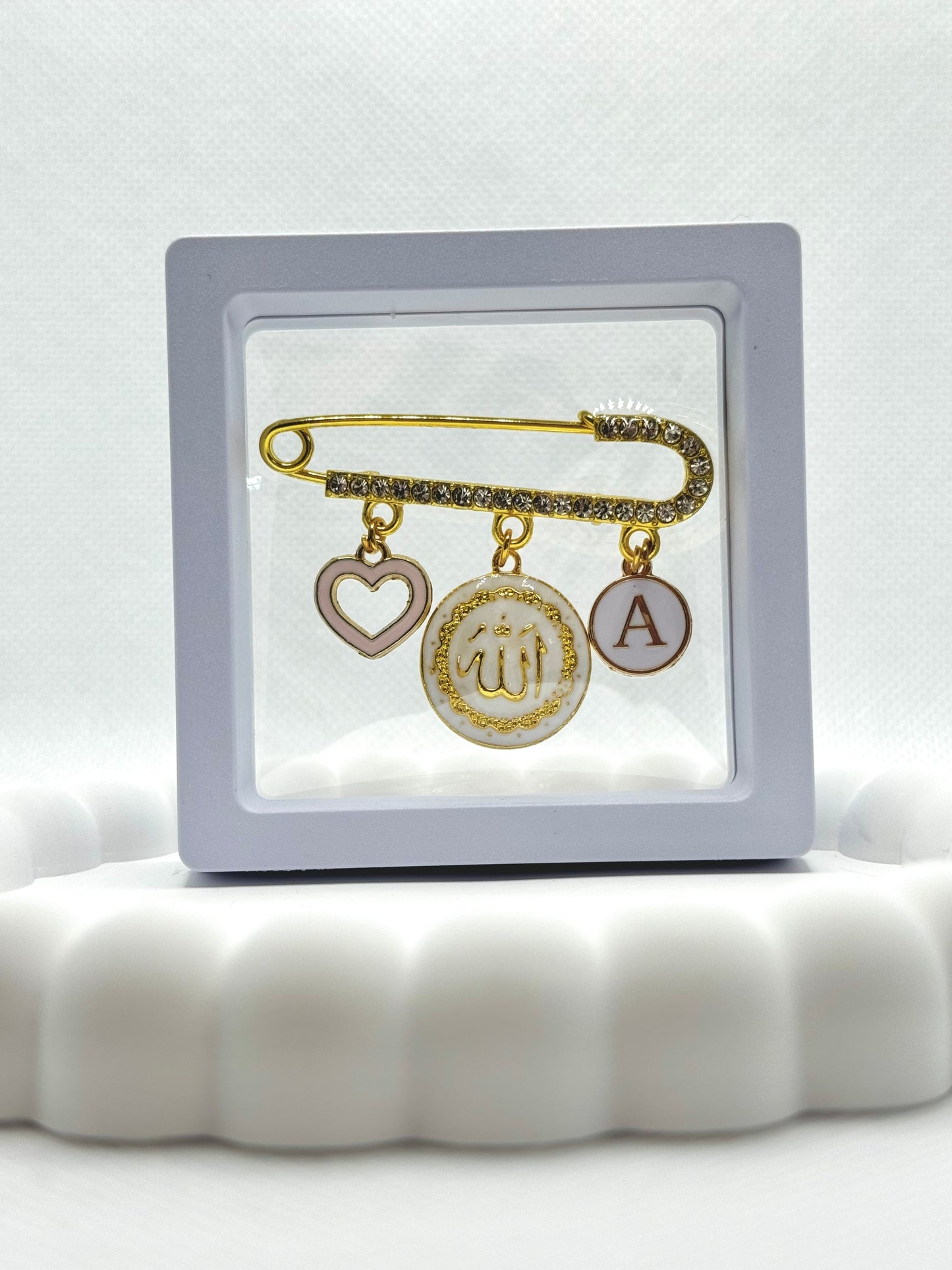 Charming Gold Pin with diamonds and Three Holes for Charms