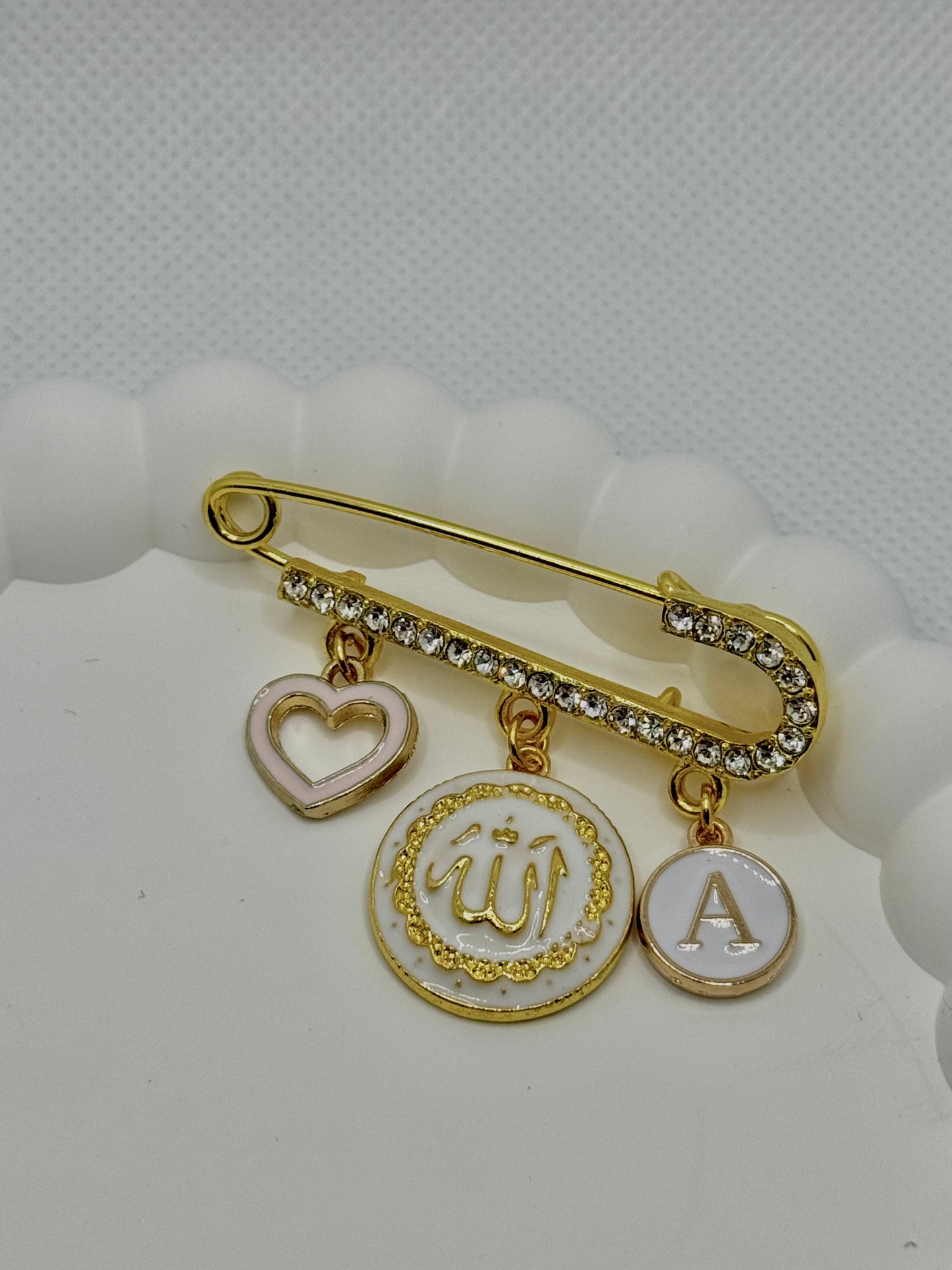 Charming Gold Pin with diamonds and Three Holes for Charms