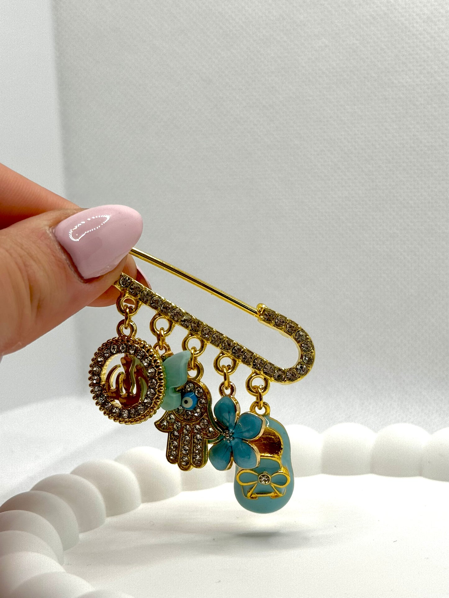 Gold Plated Pin with Dazzling Diamond Accents