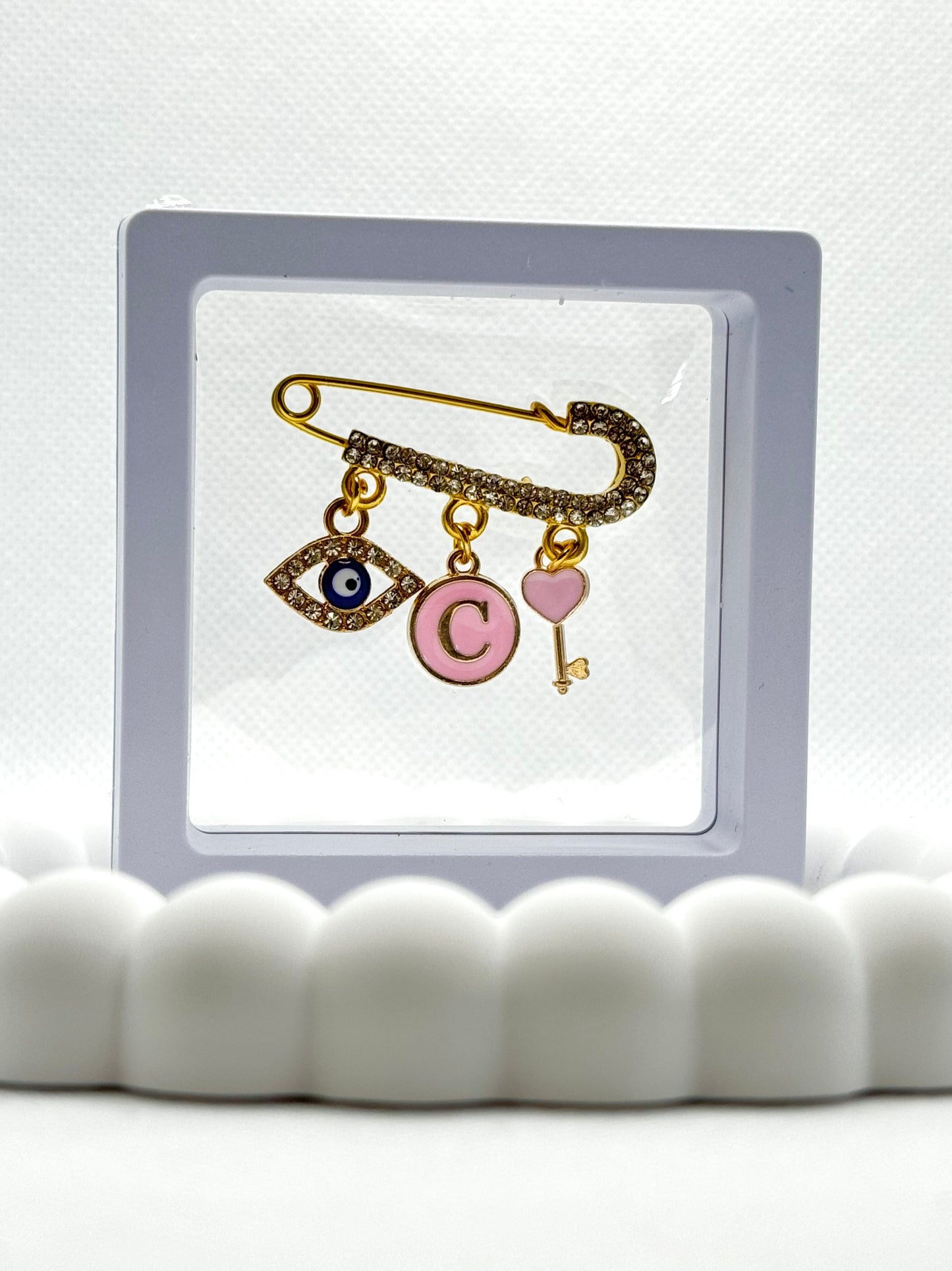 Diamond Accent Gold Plated Pin with 3 Holes