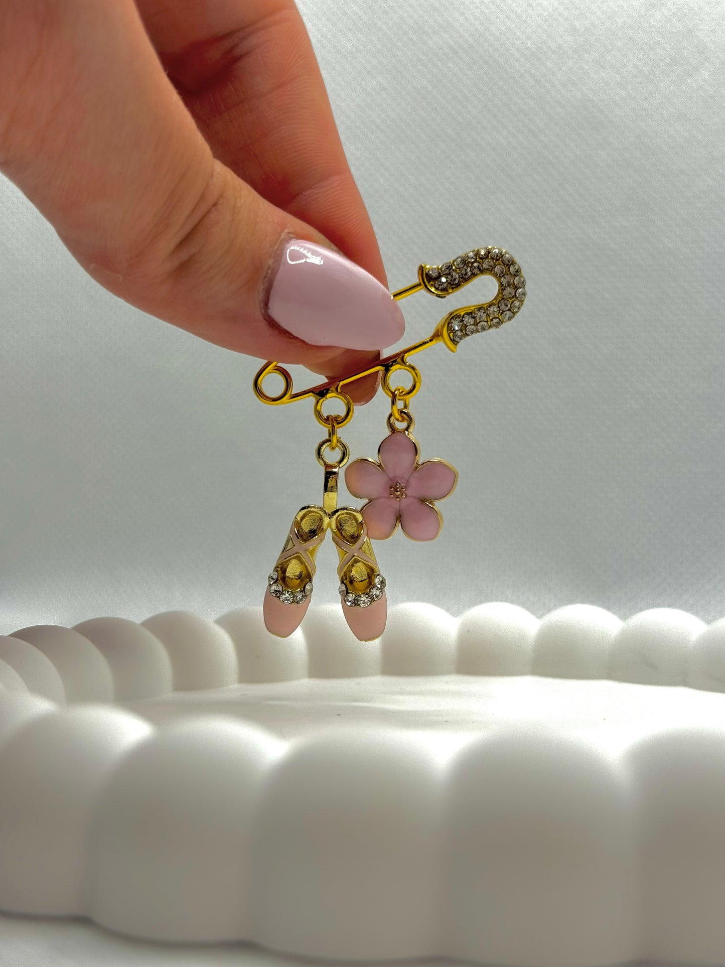 Gold Baby Pin with Diamond Accents 2 Holes