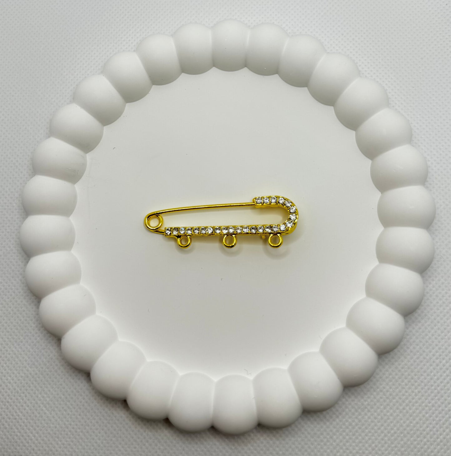 Charming Gold Pin with diamonds and Three Holes for Charms