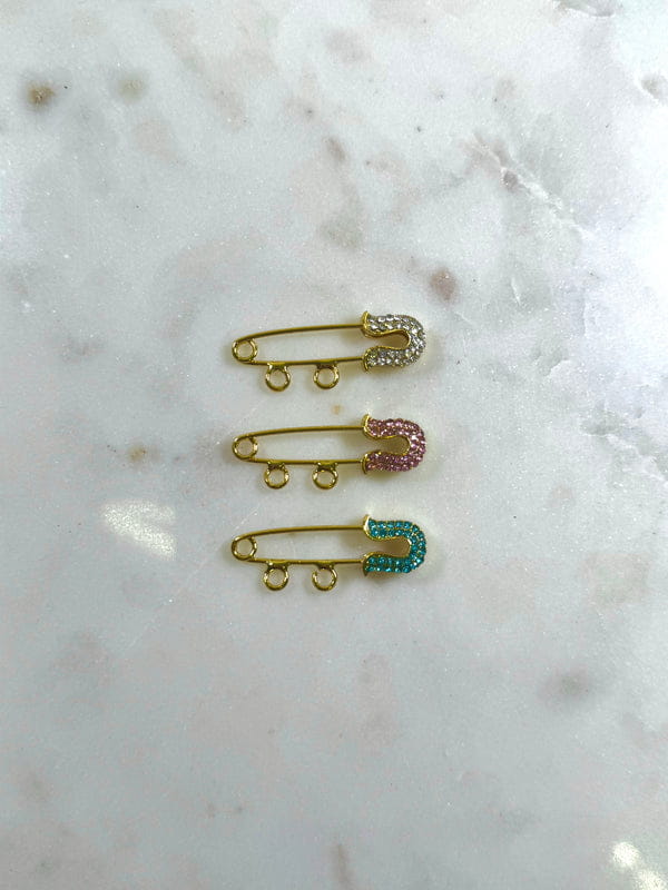 Gold Baby Pin with Diamond Accents 2 Holes